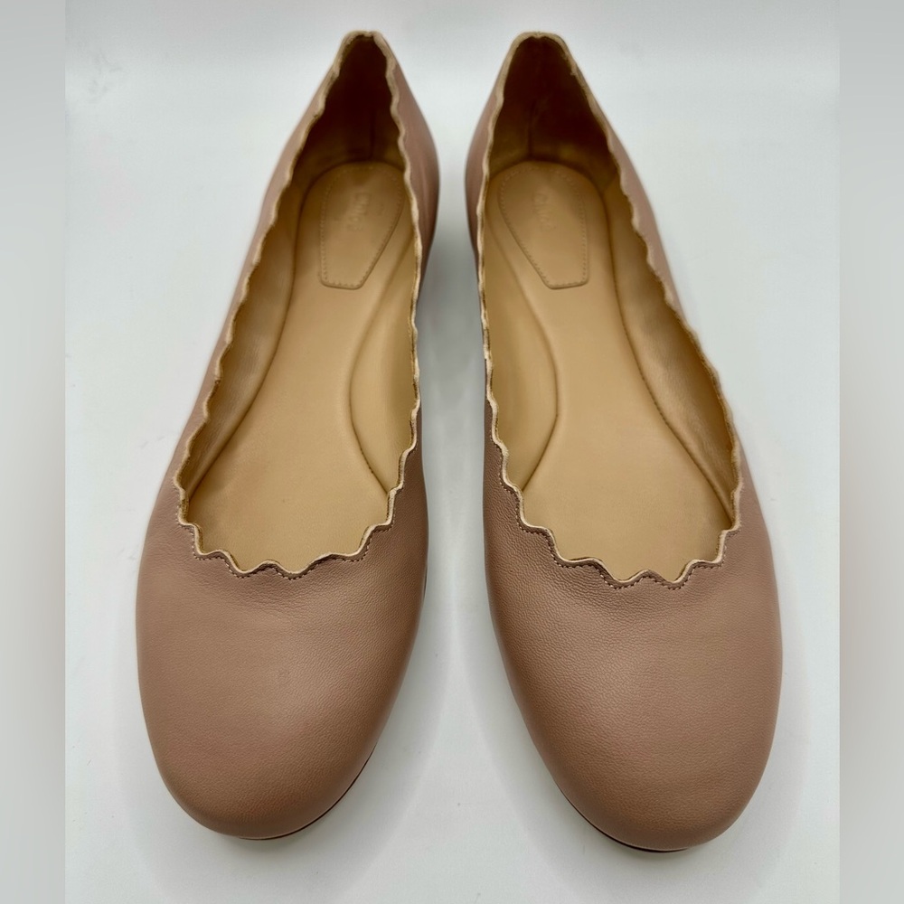 Chloe Lauren Scalloped Leather Ballet Flats
